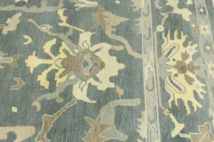 Slate Gray Floral 9X12 Oushak Chobi Oriental Rug