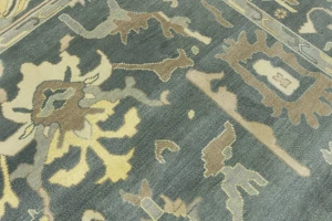 Slate Gray Floral 9X12 Oushak Chobi Oriental Rug
