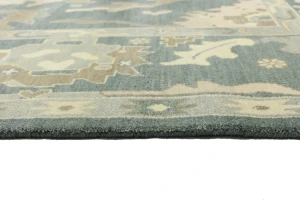 Slate Gray Floral 9X12 Oushak Chobi Oriental Rug