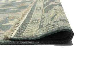 Slate Gray Floral 9X12 Oushak Chobi Oriental Rug