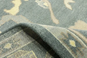 Slate Gray Floral 9X12 Oushak Chobi Oriental Rug