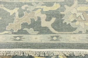 Slate Gray Floral 9X12 Oushak Chobi Oriental Rug