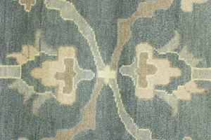 Slate Gray Floral 9X12 Oushak Chobi Oriental Rug