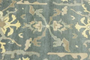 Slate Gray Floral 9X12 Oushak Chobi Oriental Rug