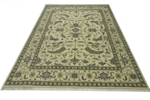 Cream Floral 9X12 Oushak Chobi Oriental Rug