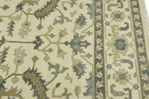 Cream Floral 9X12 Oushak Chobi Oriental Rug