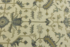 Cream Floral 9X12 Oushak Chobi Oriental Rug