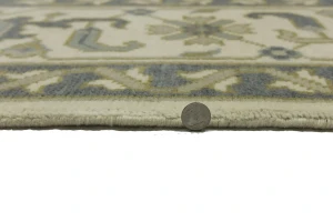 Cream Floral 9X12 Oushak Chobi Oriental Rug
