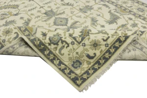 Cream Floral 9X12 Oushak Chobi Oriental Rug