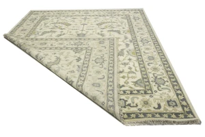 Cream Floral 9X12 Oushak Chobi Oriental Rug