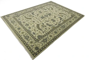 Cream Floral 9X12 Oushak Chobi Oriental Rug