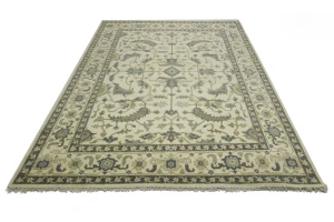 Cream Floral 9X12 Oushak Chobi Oriental Rug