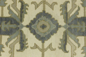 Cream Floral 9X12 Oushak Chobi Oriental Rug