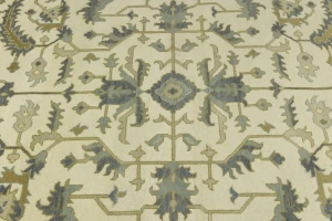 Cream Floral 9X12 Oushak Chobi Oriental Rug
