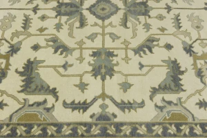 Cream Floral 9X12 Oushak Chobi Oriental Rug