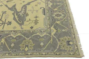 Yellowish Cream Floral 9X12 Oushak Oriental Rug