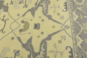 Yellowish Cream Floral 9X12 Oushak Oriental Rug