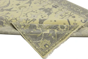 Yellowish Cream Floral 9X12 Oushak Oriental Rug