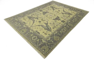 Yellowish Cream Floral 9X12 Oushak Oriental Rug