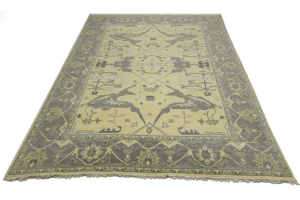 Yellowish Cream Floral 9X12 Oushak Oriental Rug