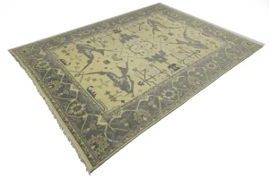 Yellowish Cream Floral 9X12 Oushak Oriental Rug