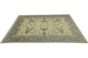 Yellowish Cream Floral 9X12 Oushak Oriental Rug