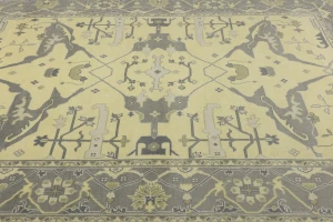 Yellowish Cream Floral 9X12 Oushak Oriental Rug