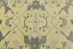 Yellowish Cream Floral 9X12 Oushak Oriental Rug