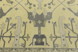 Yellowish Cream Floral 9X12 Oushak Oriental Rug