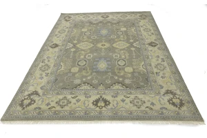 Brownish Gray Floral 9X12 Oushak Chobi Oriental Rug
