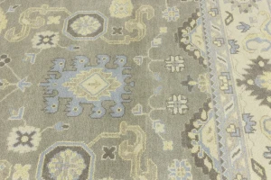 Brownish Gray Floral 9X12 Oushak Chobi Oriental Rug