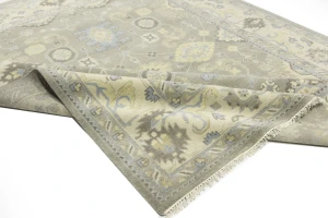 Brownish Gray Floral 9X12 Oushak Chobi Oriental Rug