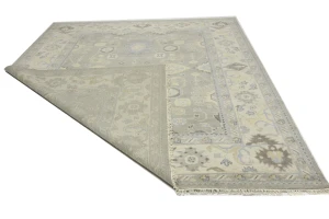 Brownish Gray Floral 9X12 Oushak Chobi Oriental Rug