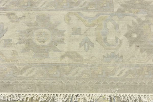 Brownish Gray Floral 9X12 Oushak Chobi Oriental Rug