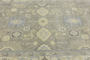 Brownish Gray Floral 9X12 Oushak Chobi Oriental Rug
