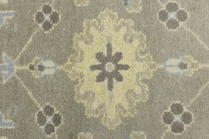 Brownish Gray Floral 9X12 Oushak Chobi Oriental Rug
