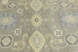Brownish Gray Floral 9X12 Oushak Chobi Oriental Rug