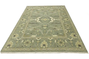 Light Sage Floral 9X12 Oushak Chobi Oriental Rug