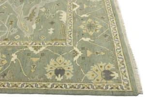 Light Sage Floral 9X12 Oushak Chobi Oriental Rug