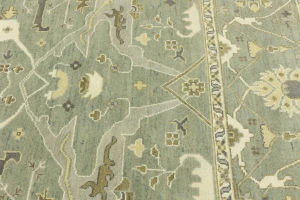 Light Sage Floral 9X12 Oushak Chobi Oriental Rug