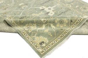 Light Sage Floral 9X12 Oushak Chobi Oriental Rug