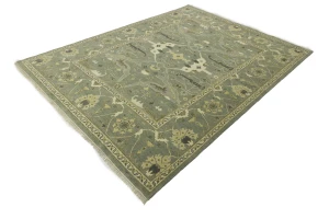 Light Sage Floral 9X12 Oushak Chobi Oriental Rug