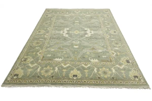 Light Sage Floral 9X12 Oushak Chobi Oriental Rug