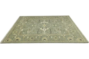 Light Sage Floral 9X12 Oushak Chobi Oriental Rug