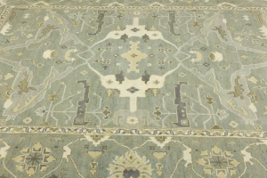 Light Sage Floral 9X12 Oushak Chobi Oriental Rug