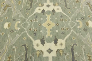 Light Sage Floral 9X12 Oushak Chobi Oriental Rug
