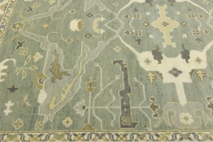 Light Sage Floral 9X12 Oushak Chobi Oriental Rug