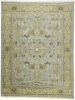 Gray Floral Traditional 9X12 Oushak Chobi Oriental Rug