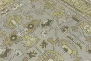 Gray Floral Traditional 9X12 Oushak Chobi Oriental Rug