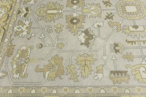Gray Floral Traditional 9X12 Oushak Chobi Oriental Rug